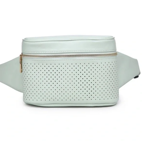 NWOT Urban Expresssions White Hawthorn Perforated Belt Bag. - Picture 3 of 10